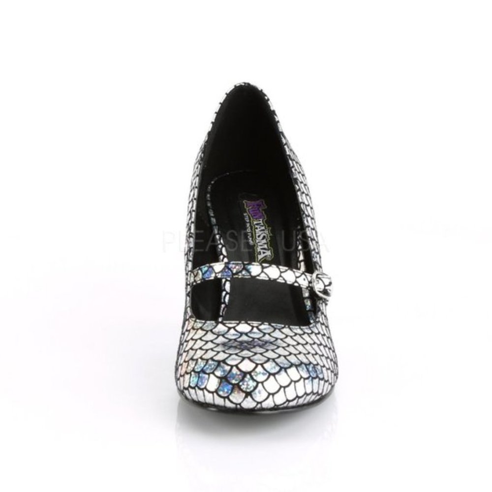 Mermaid Silver Hologram - Funtasma 3" Holographic High Heel Shoes - Women's Sz 7 - Picture 2 of 4